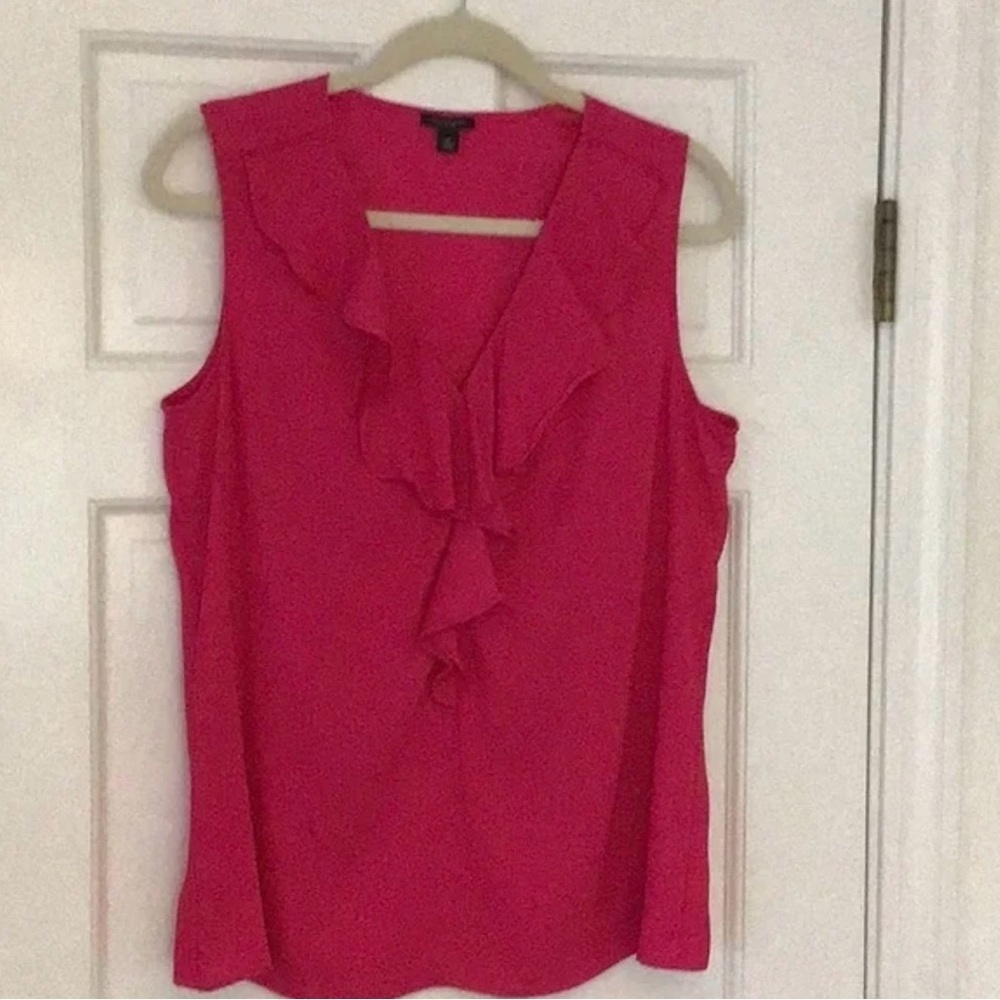 Ann Taylor Ruffle V-Neck Sleeveless Camisole - Hot Pink
